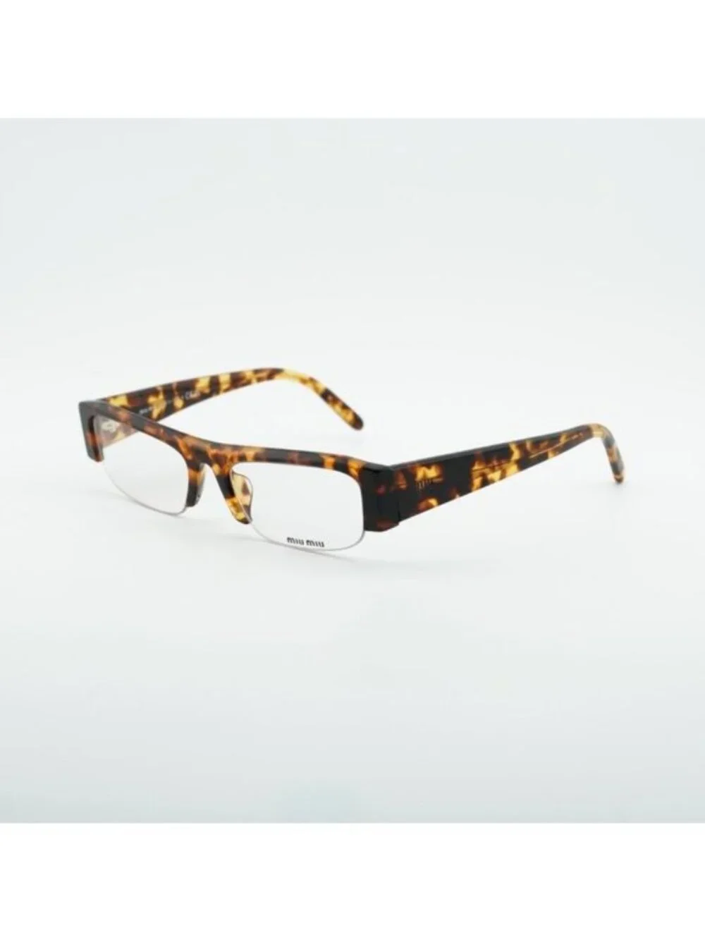 Miu Miu MUB07S 14L08N Sunglasses Havana Rectangle Frame, Blue-Violet Filter